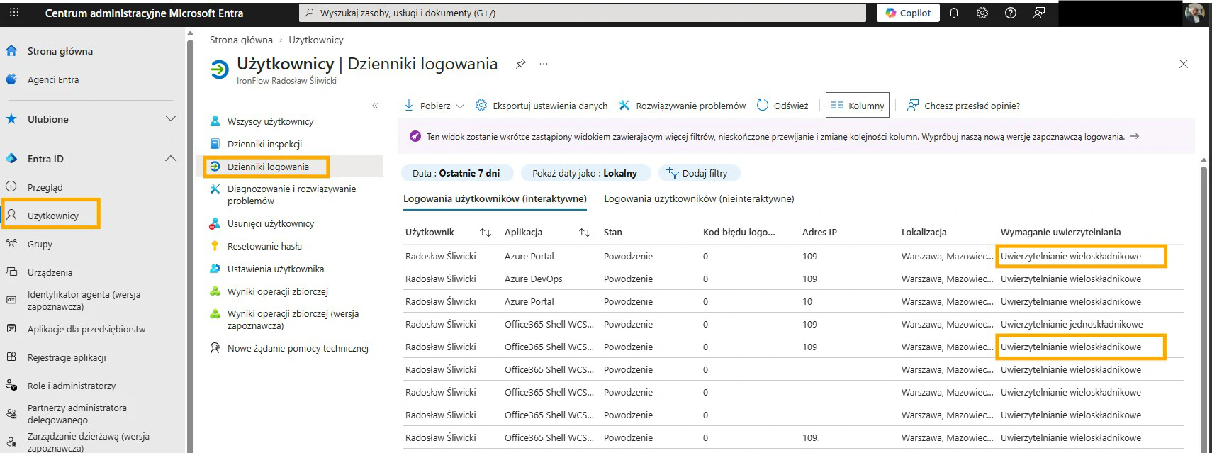 MFA w Microsoft 365 – weryfikacja